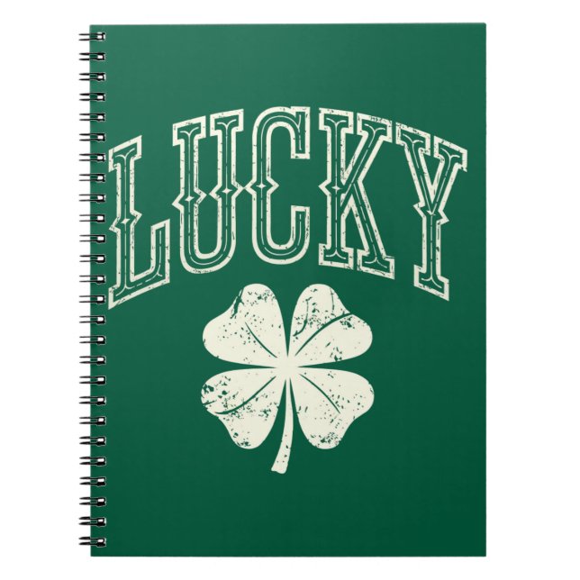 Vintage Lucky Clover St Patrick's Day  Notebook (Front)