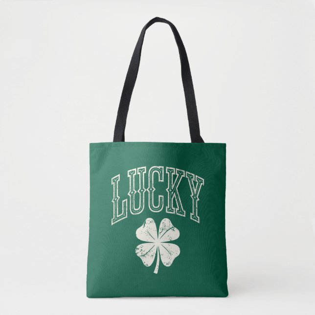 Vintage Lucky Clover St Patrick's Day  Tote Bag (Front)