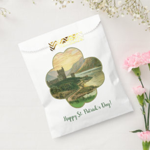 Vintage Lucky Gold Shamrock with an Irish Castle Favour Bags