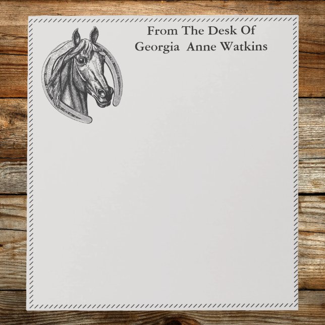 Vintage Lucky Horse Notepad (Personalized horse notepad with vintage design, perfect for equestrian lovers to jot notes in style.)