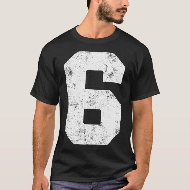 Vintage Lucky Number 6 Birthday Sports Player Team T-Shirt (Front)