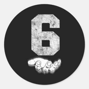 Vintage Lucky Number 6 Birthday Srts Player Team A Classic Round Sticker