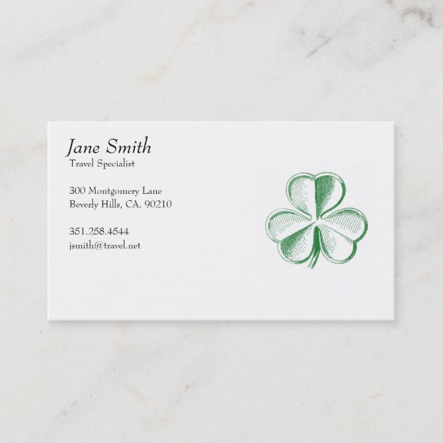 Vintage Lucky Shamrock Business Card (Front)