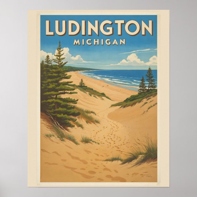 Vintage Ludington Michigan  Poster (Front)