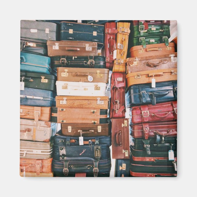 Vintage Luggage Baggage Magnet (Front)