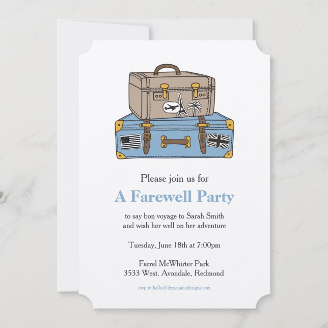 Vintage Luggage Farewell Party Invitation (Front)