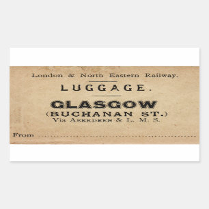 Vintage Luggage Label Glasgow Wristlet Purse