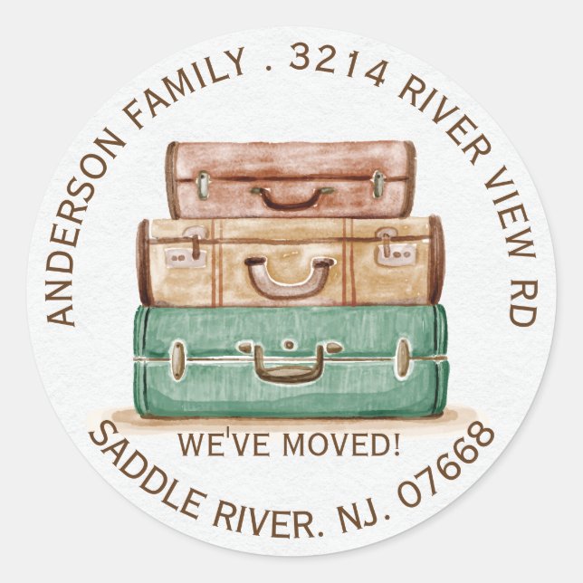 Vintage Luggage | New Home Address Label Sticker (Front)