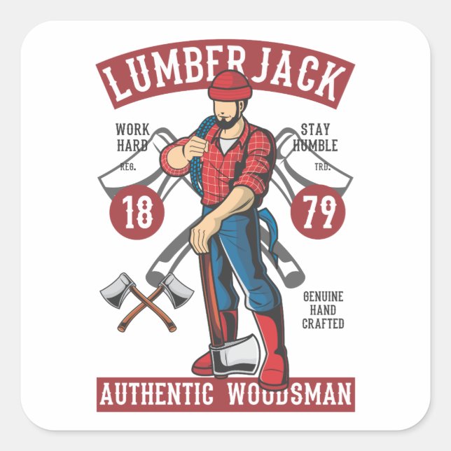 Vintage Lumberjack Logo Square Sticker (Front)