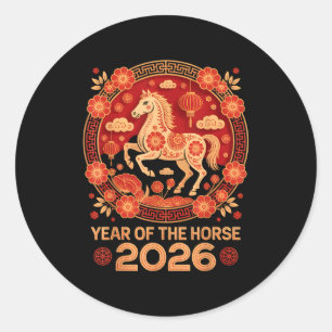 Vintage Lunar New Year 2026 - Year Of The Horse  Classic Round Sticker