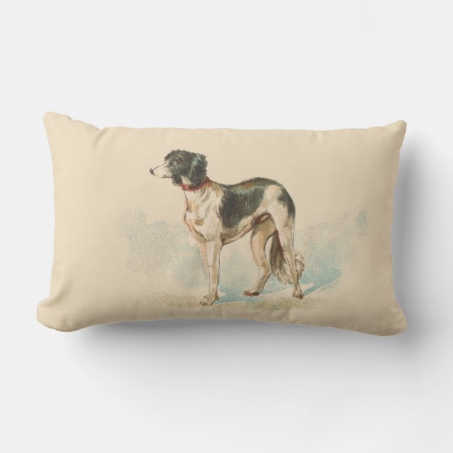 Vintage Lurcher Print Lumbar Cushion (Front)