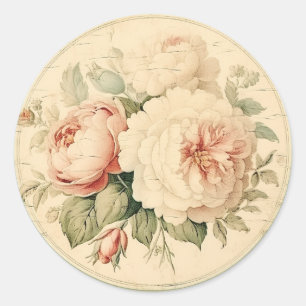 Vintage Lustre, Peach Shabby Chic Classic Round Sticker