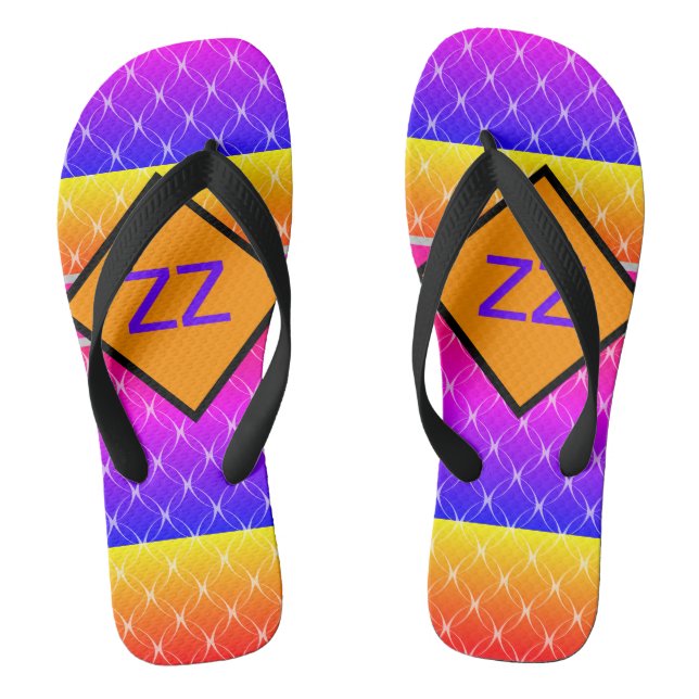 vintage luxurious Elegant Monogram personalise Flip Flops (Footbed)