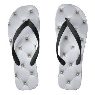 Vintage luxurious elegant silver tufted flip flops