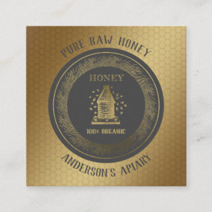 Vintage Luxury gold bee hive honey/apiary/bee farm Square Business Card