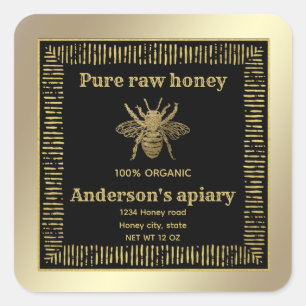 Vintage Luxury gold  honey bee/apiary/bee farm Square Sticker