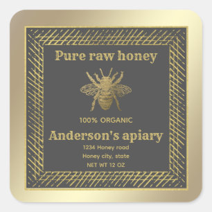 Vintage Luxury gold  honey bee/apiary/bee farm Square Sticker