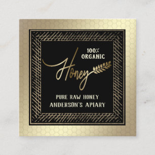 Vintage Luxury gold script honey branch Square Business Card