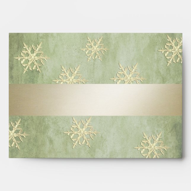 Vintage luxury gold snowflakes Holiday Envelope (Front)