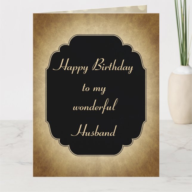 Vintage luxury Happy Birthday Husband Greeting Card (Front)
