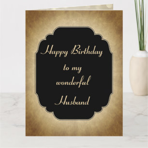 Vintage luxury Happy Birthday Husband Greeting Card