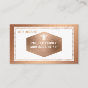 Vintage Luxury rose gold honey bee logo Business Card