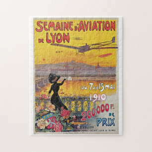Vintage Lyon Aviation Week Travel Ad Jigsaw Puzzle