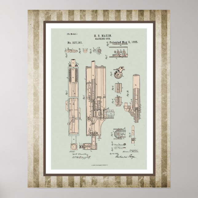 Vintage Machine Gun Patent Poster (Front)