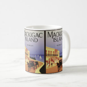 Vintage Mackinac Island Michigan with Flowers gift Coffee Mug