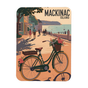 Vintage Mackinac Island Michigan with Flowers gift Magnet