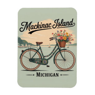 Vintage Mackinac Island Michigan with Flowers gift Magnet