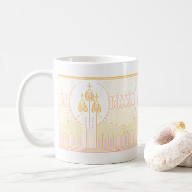 Vintage Mackintosh Inspired Rose Frieze Coffee Mug (With Donut)