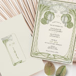Vintage Mackintosh Trees in Bloom Sage Green Invitation<br><div class="desc">Embrace love's eternal growth with our vintage wedding invitation, inspired by the legendary Scottish architect, Charles Rennie Mackintosh. The card features two abstract Trees in Bloom surrounding the wedding details, symbolising the intertwining lives of the couple and the roots that grow deeper with time. Mackintosh's distinctive style adds an elegant...</div>