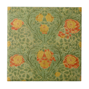 Vintage Mackmurdo Rose and Leaf Floral Art Tile