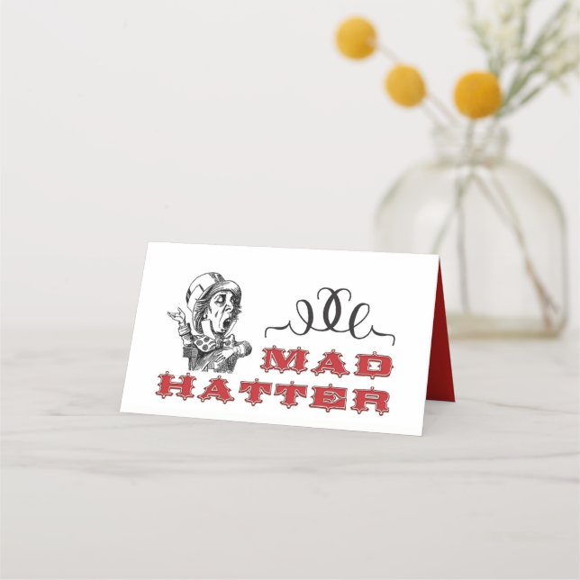 Vintage Mad Hatter Illustration Place Card (Front)