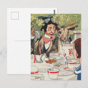 Vintage Mad Hatter Tea Party Alice Illustration Postcard
