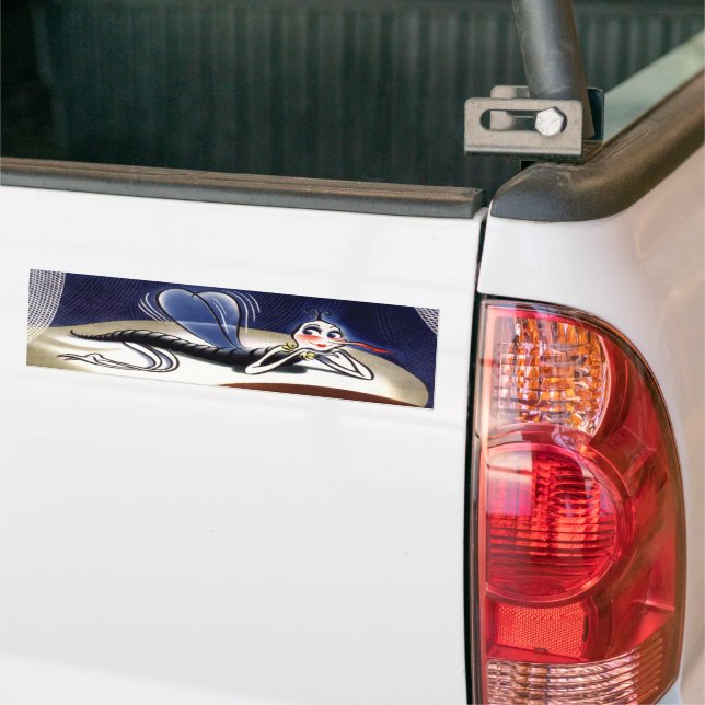 Vintage Madam Malaria Mosquito Bumper Sticker (On Truck)