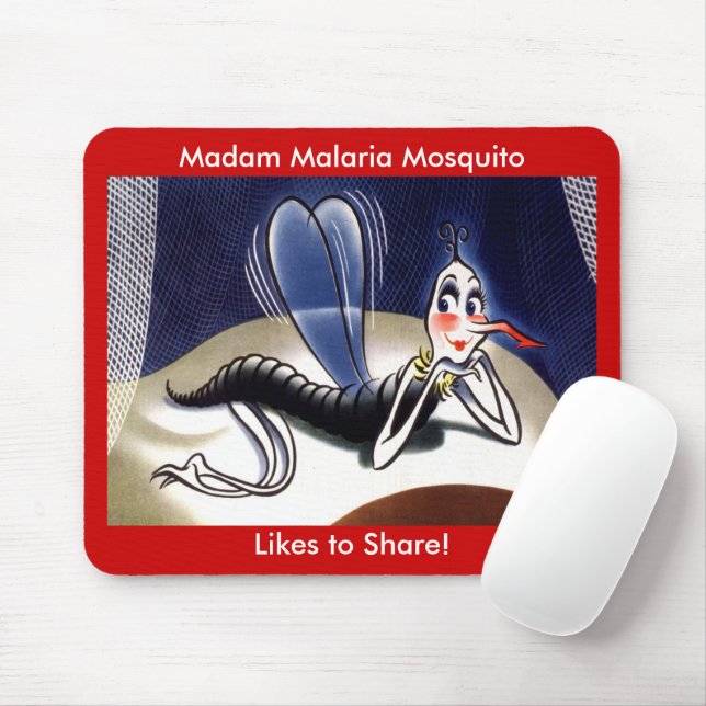 Vintage Madam Malaria Mosquito Mouse Mat (With Mouse)