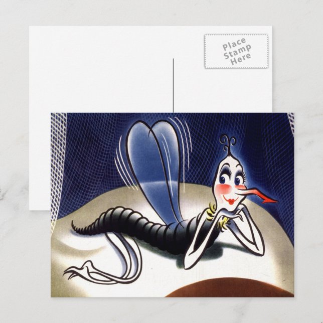 Vintage Madam Malaria Mosquito Postcard (Front/Back)