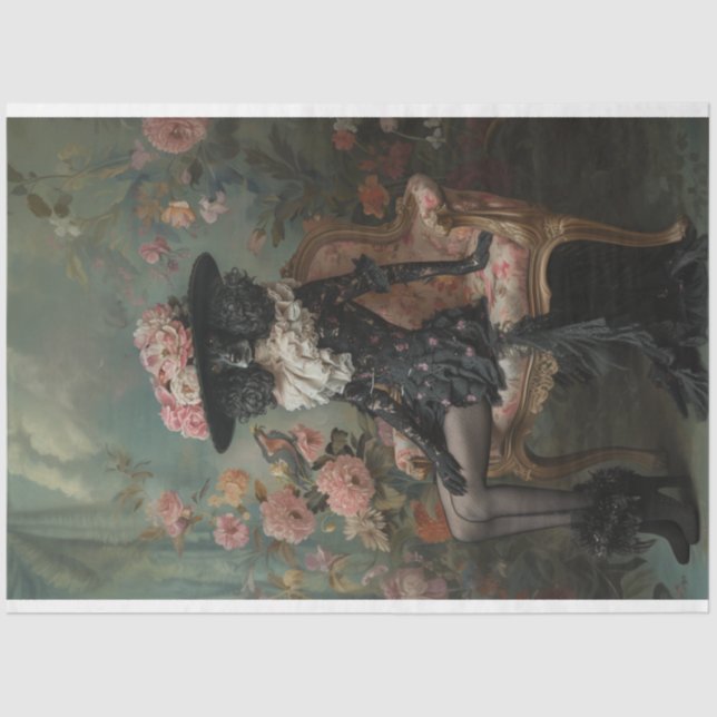 Vintage Madame Fleur Standard Poodle Decoupage Tissue Paper (Front)