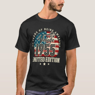 Vintage Made In 1955 American Flag 70th Birthday 7 T-Shirt