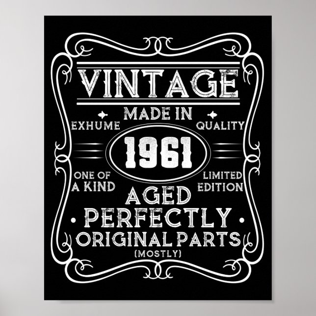 Vintage Made In 1961 Retro Classic Poster (Front)