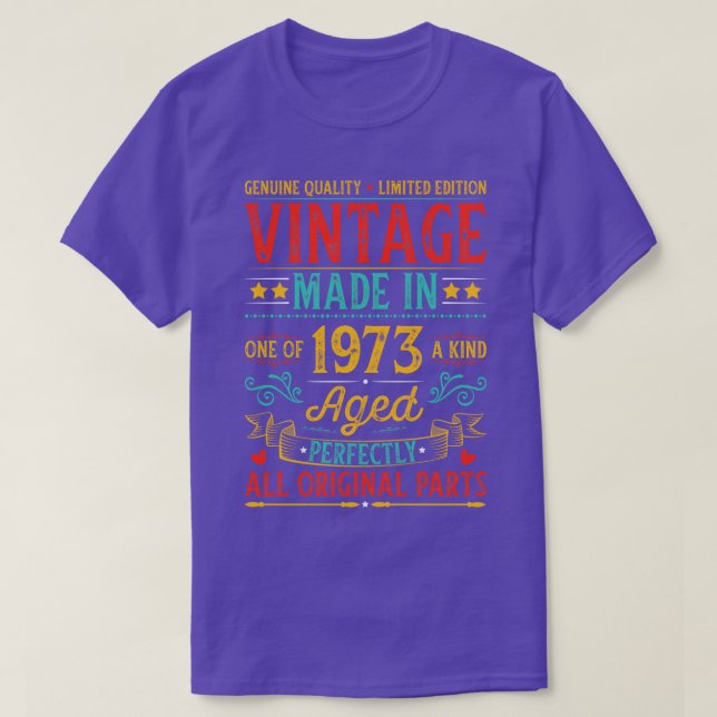 Vintage Made In 1973 Birthday T-Shirt (Design Front)