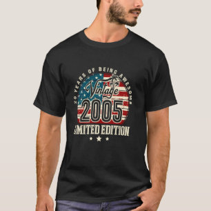 Vintage Made In 2005 American Flag 20th Birthday 2 T-Shirt