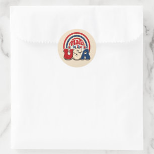 Vintage "Made in the USA" Patriotic Badge Classic Round Sticker