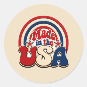  Vintage "Made in the USA" Patriotic Badge Classic Round Sticker