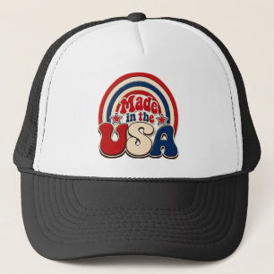 Vintage "Made in the USA" Patriotic Badge Trucker Hat