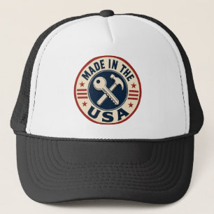 Vintage "Made in the USA" Patriotic Badge Trucker Hat