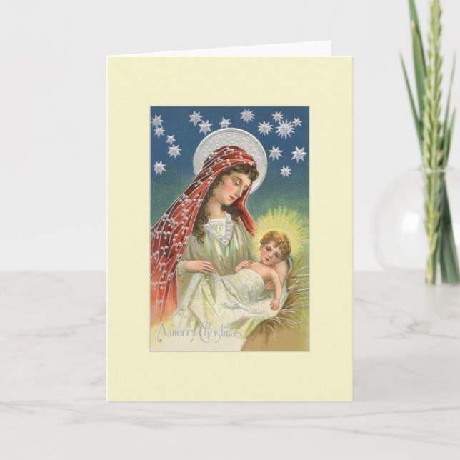 Vintage Madonna and Child Christmas Card (Front)