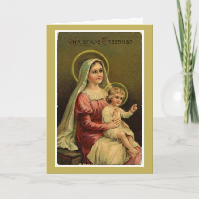 Vintage Madonna and Child Christmas Card (Front)
